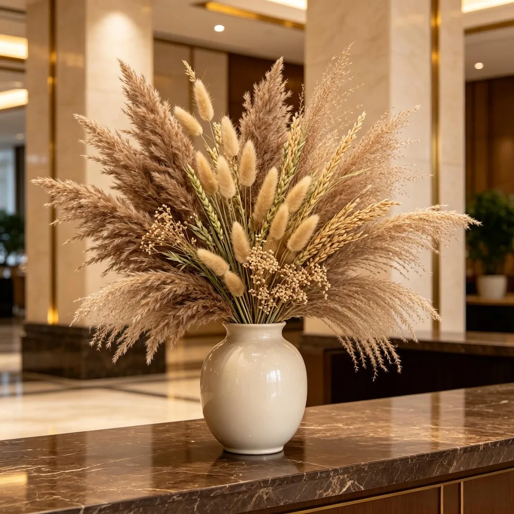 1 Bunch Mixed Dried Flowers Bouquet Pampas Grass Bunny Tails Natural Brown Wheat Fall Harvest Rustic Home Decor Centerpiece Gift