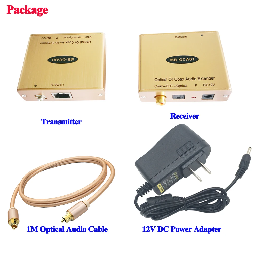 

MuxBoxs Dolby Digital Optical Audio Amplifier DTS True Signal To RJ45 Box Converter LPCM 5.1 Extender Over Network Cable Adapter