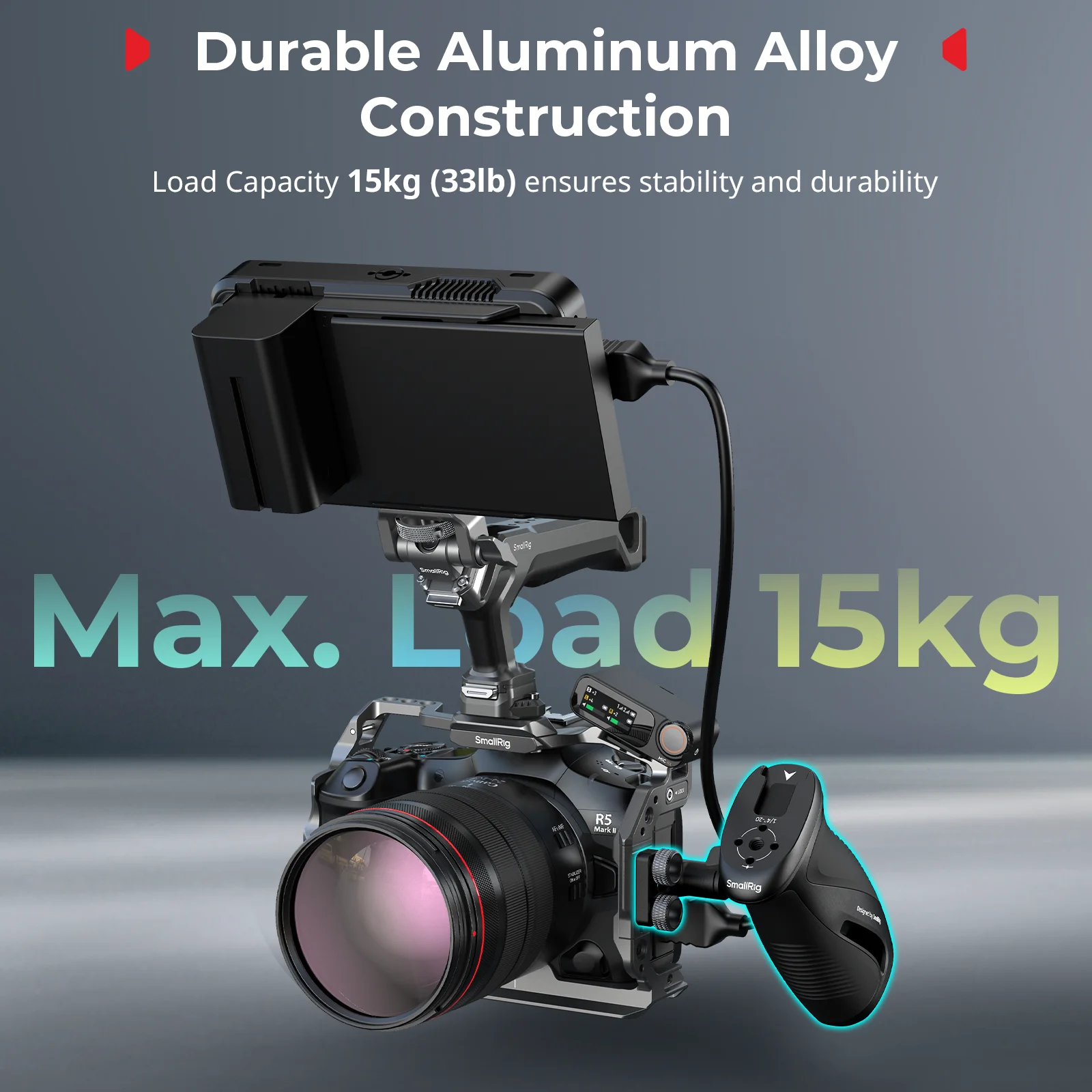 SmallRig Rotating Side Handle with NATO Clamp/ 1/4"-20 Screws Fluid Shooting Can Mount Magic Arms, Mics, Video Lights 5160
