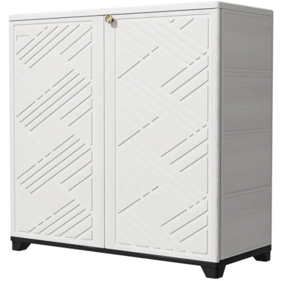 

Уличный водонепроницаемый шкаф для хранения с 2 полками, 60 галлонов, из полимерной смолы, для патио/сада/двора, уличный ящик для хранения