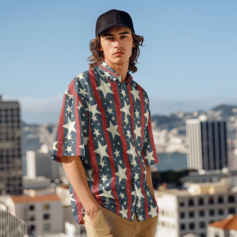2026 Independent Site New Men's Short-Sleeve Collared Shirt Short-Sleeve Summer Fashion Beach Hawaiian Short-Sleeve Shirt