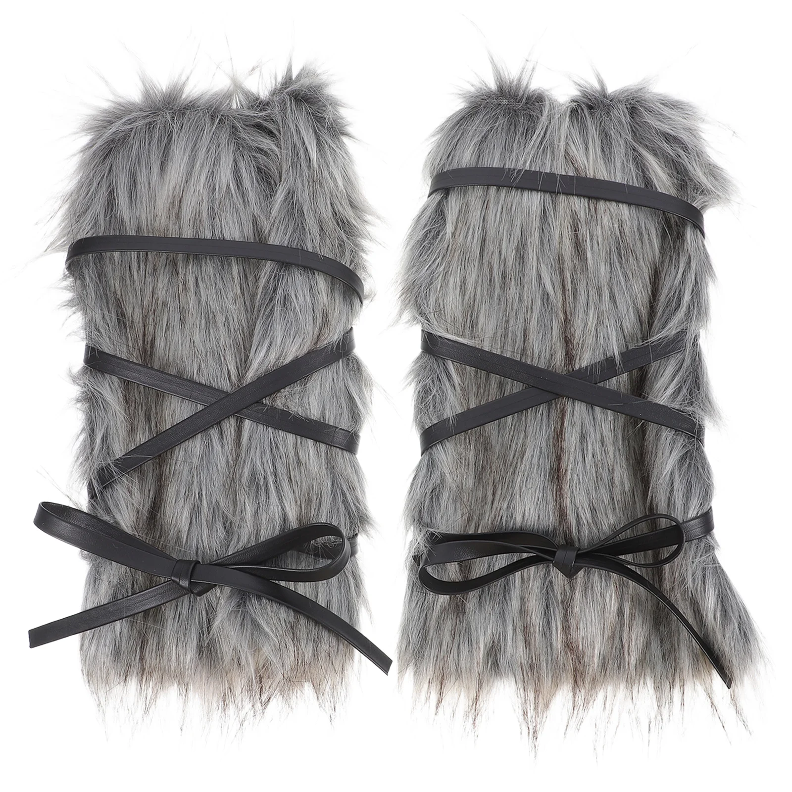 

2 шт., 30 см, искусственные гетры для костюма викингов, зимние бахилы, средневековые пушистые повязки для ног, аксессуары для косплея, здравоохранение