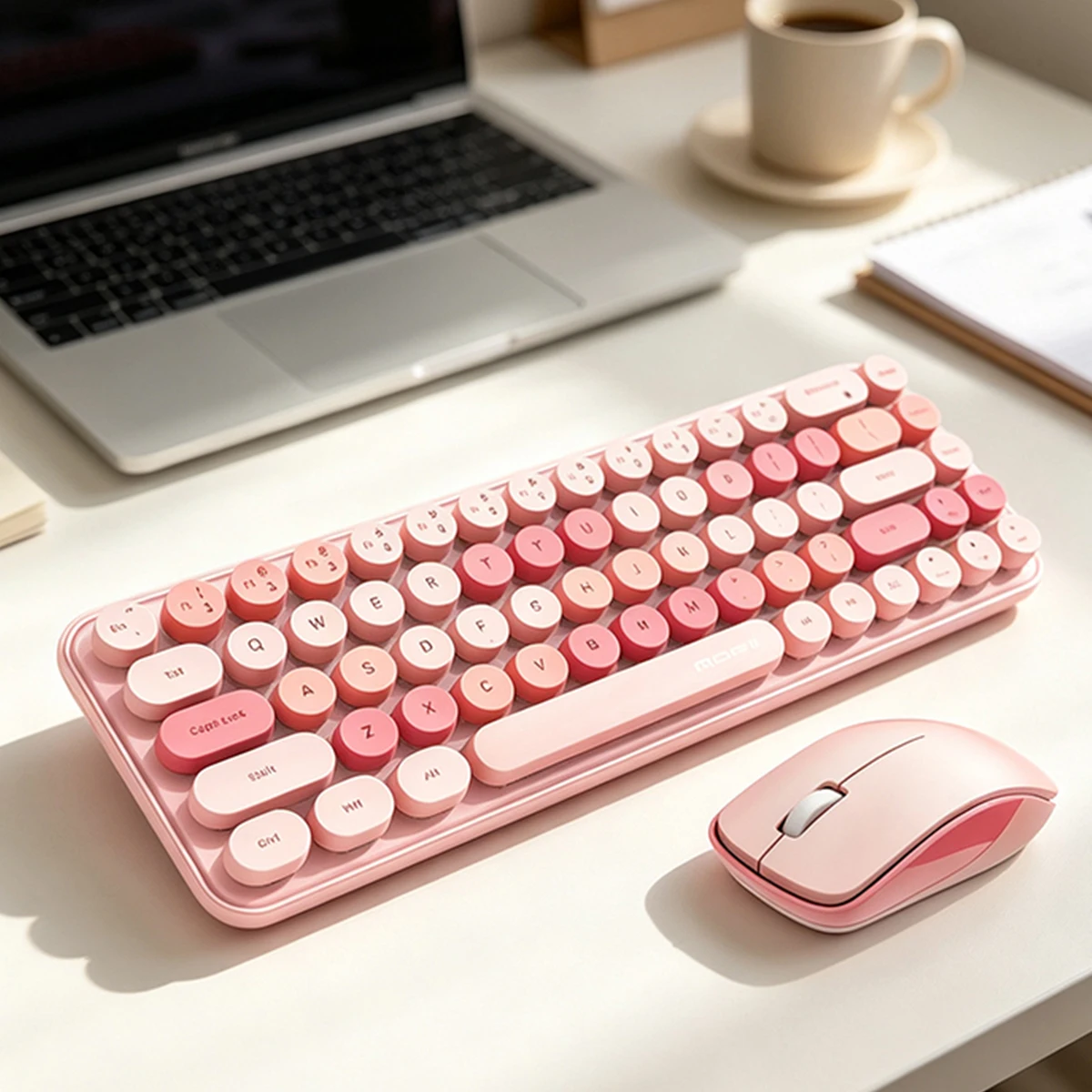 MOFii MOFii Pink Gradient Wireless Combo, 75% Compact Retro Round Detachable Keycaps Ergonomic 2.4G Keyboard Mouse - Aliexpress Deal