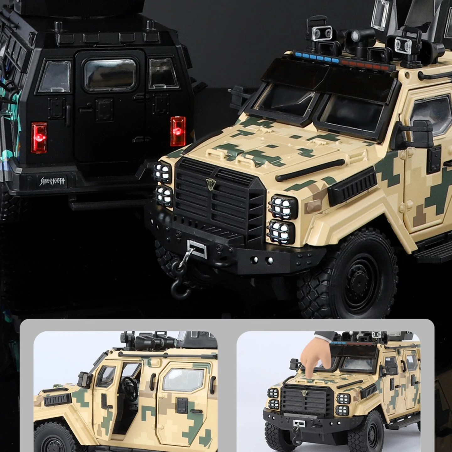 Modèle de voiture antidéflagrant en dents d'épée 1:24, jouet à tirer vers l'absorption des chocs, modèles de voitures, lumière sonore, cadeaux pour enfants