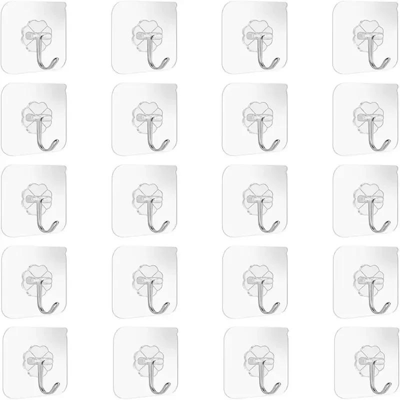 30 Pcs Hooks Transparent Strong Self Adhesive Door Wall Hangers Hooks Suction Heavy Load Rack Cup Sucker For Kitchen Bathroom