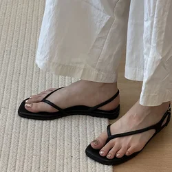 2024 New Trend Women Sandals Fashion Clip Toe Flats Ladies Outdoor Beach Vacation Sandal Summer Women's Shoes