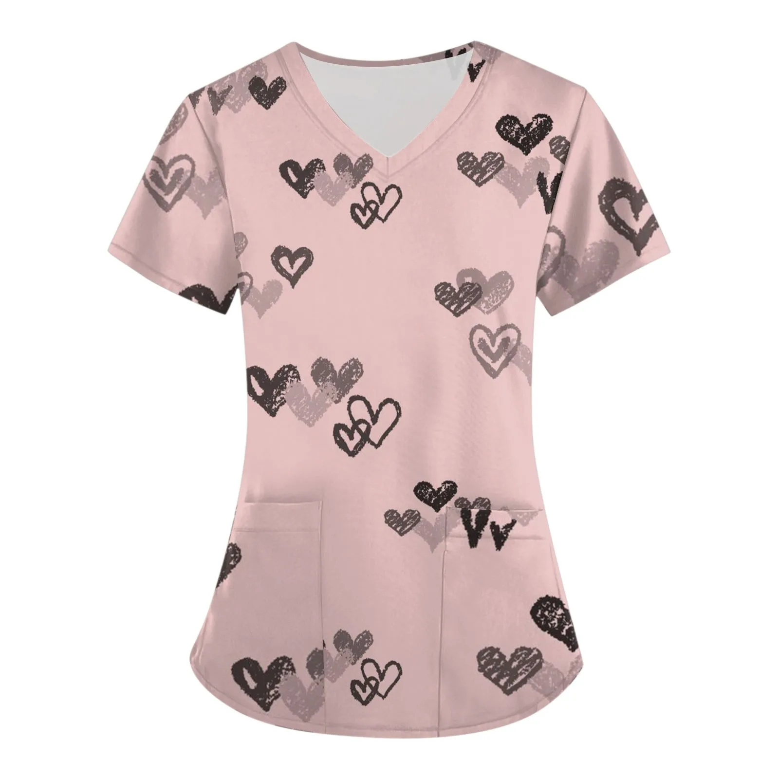 Abbigliamento donna elementi romantici e per la cura modello stampato in 3d t-shirt uniforme da infermiera uniforme da lavoro tasca con scollo a v Top da donna