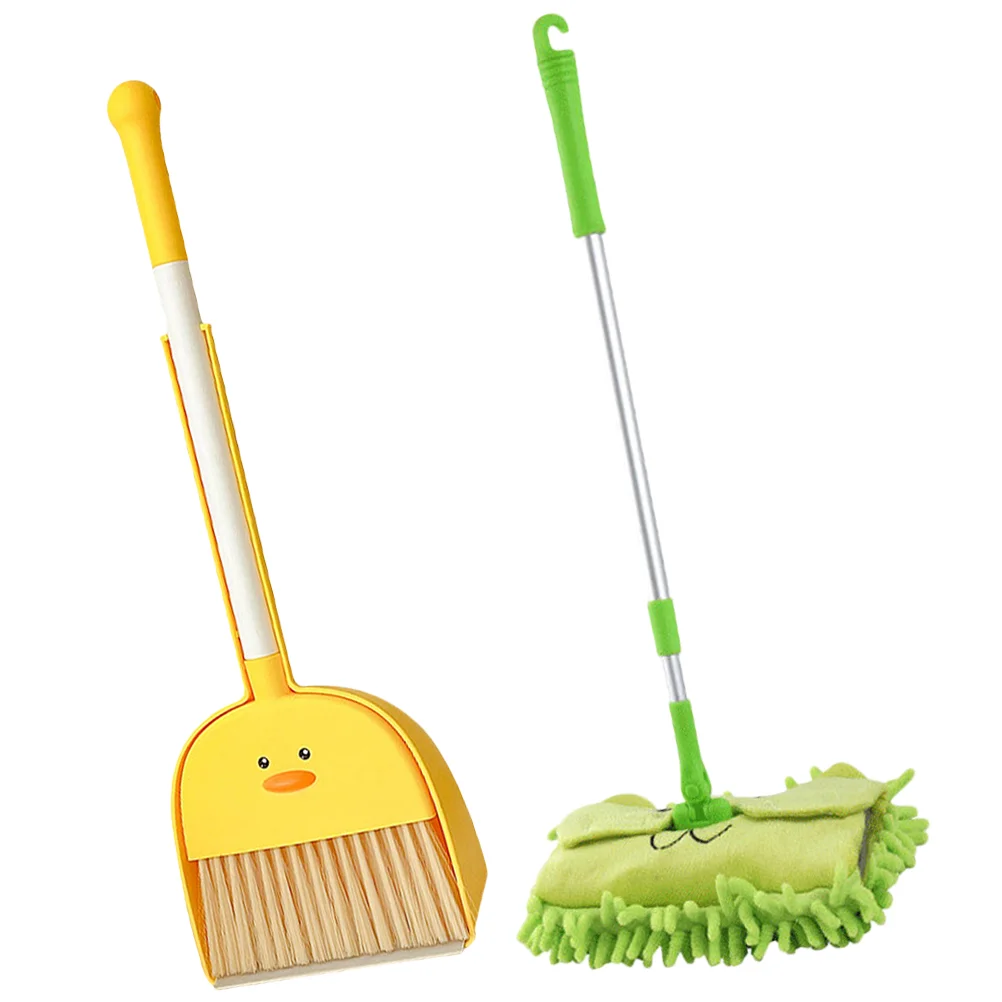 Children's Broom Dustpan Mop Mini Sweeping and Mopping Toy Set 3 Pieces Toddler Small