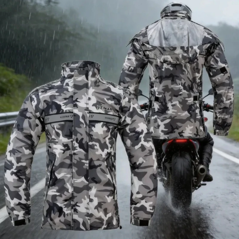 Conjunto de 2 piezas: chaqueta y pantalones impermeables VEMAR para motociclistas, traje de lluvia para protegerse de las condiciones climáticas extremas, impermeable para hombres y mujeres.