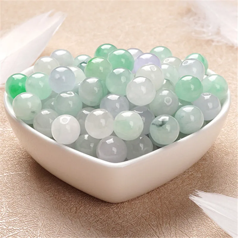 High Ice Grade A Myanmar Jadeite Round Jade Beads For Jewelry Making Diy String Bracelet Beaded Necklace Charms Accessories