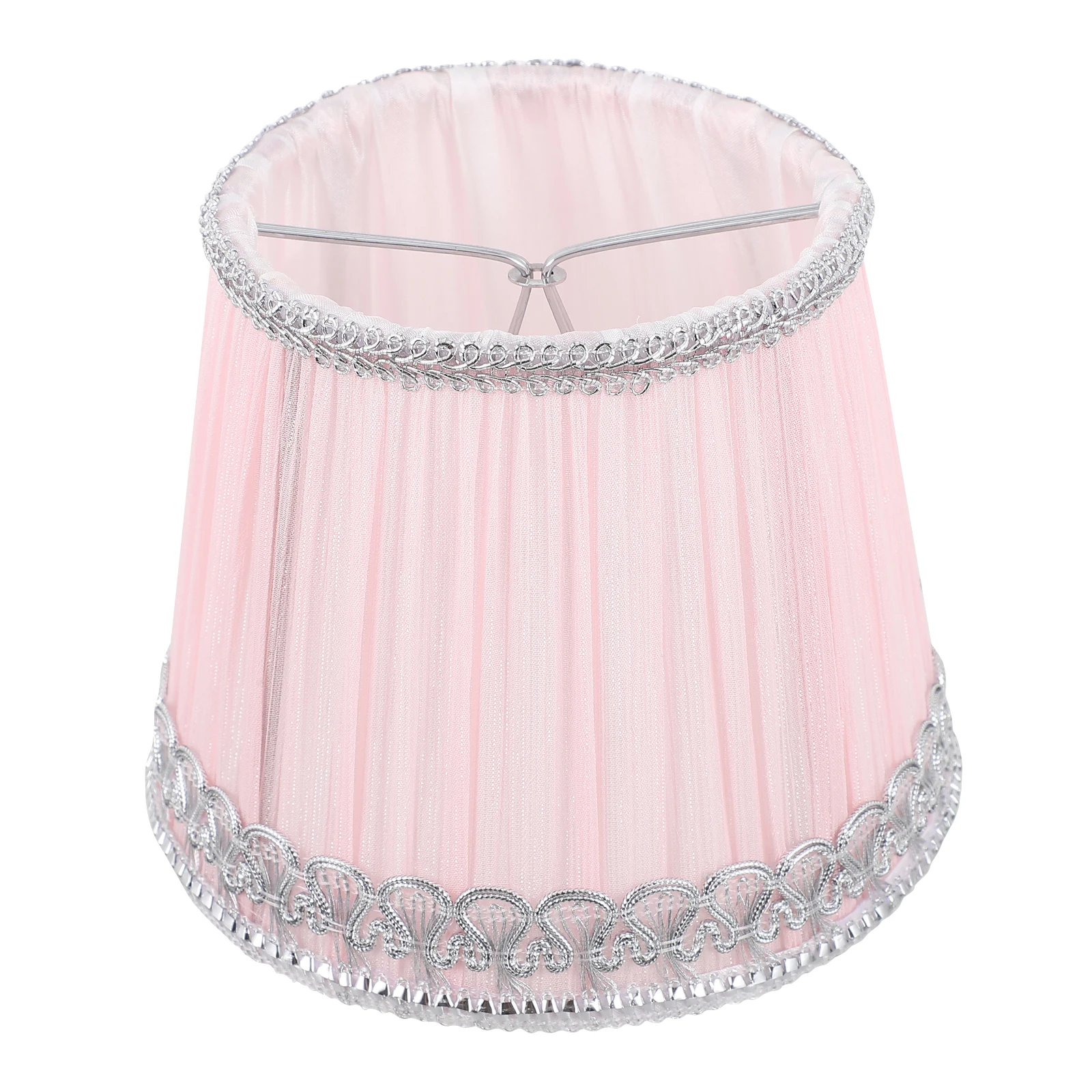 

Fabric Lampshade 0235 Pink Silver Edge Bedroom Living Room Lampshades Light Cover Accessory Dust Insect Proof Easy Install