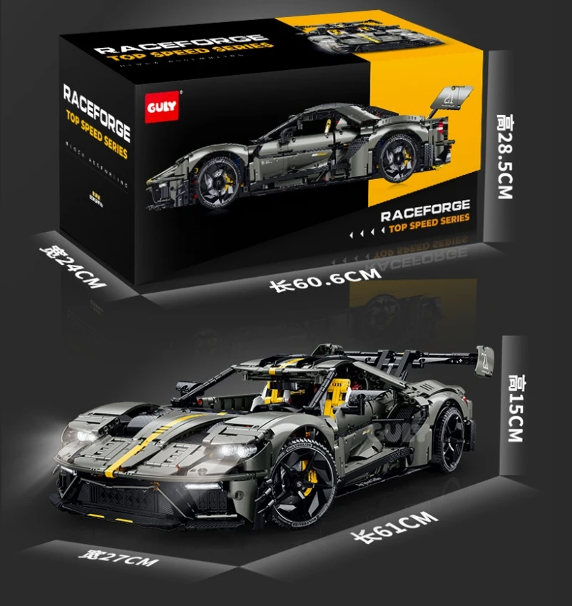 

GULY10651 Creative New Building Blocks Remote Control Sports Car 3402pcs City Super Sports Car Series Boy Model Brick Toy Gift