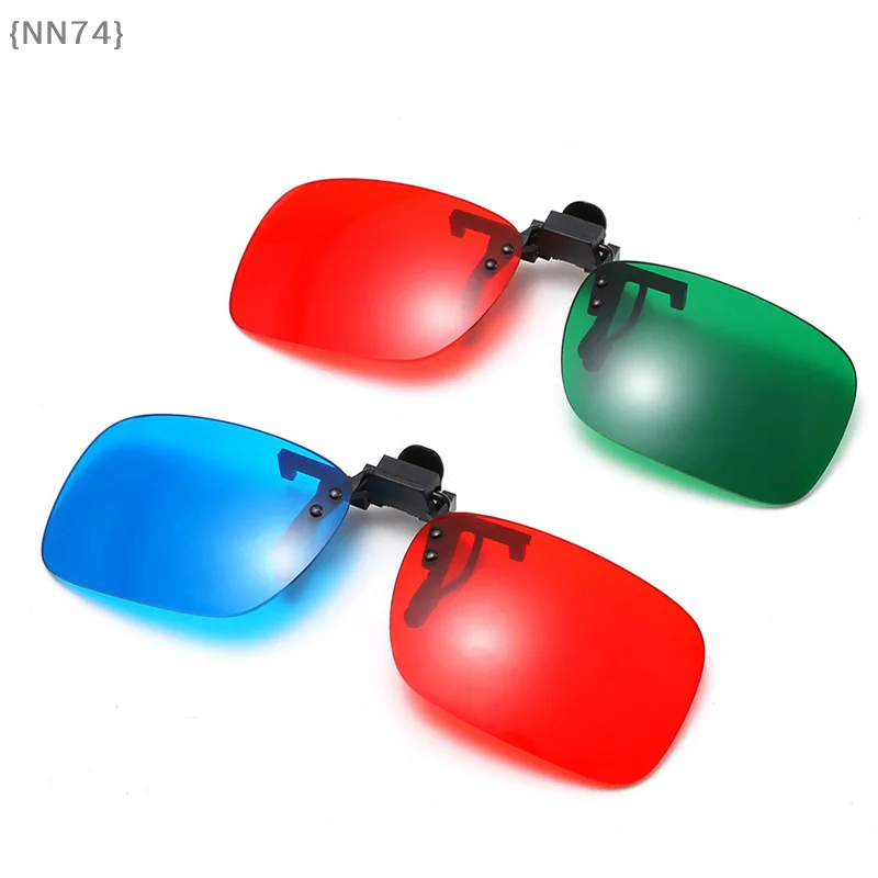 Anaglyph 3D Glasses Set, Red Blue Green Lenses with Black Frame for Dimensional Movies TV, Classic Viewing Accessory