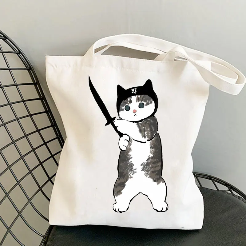 Woman Shopping Bags Kawaii Cats High Capacity Tote Bag Beach Bag Cartoon Manga Shopper Bags Handbags Canvas Shoulder Bags