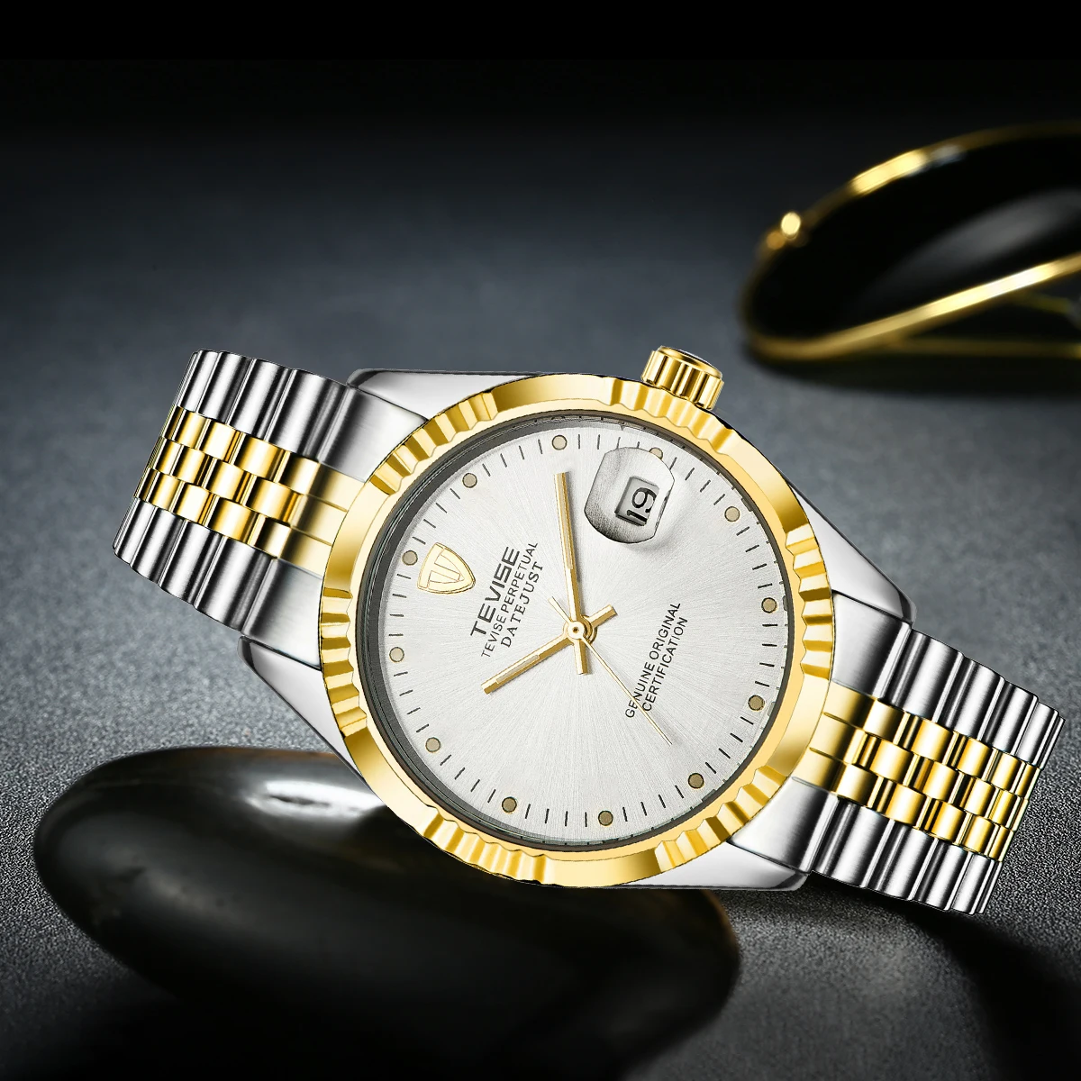 Orologio al quarzo TEVISE da uomo Orologio di lusso delle migliori marche con data Cinturino in acciaio inossidabile Orologio casual alla moda impermeabile