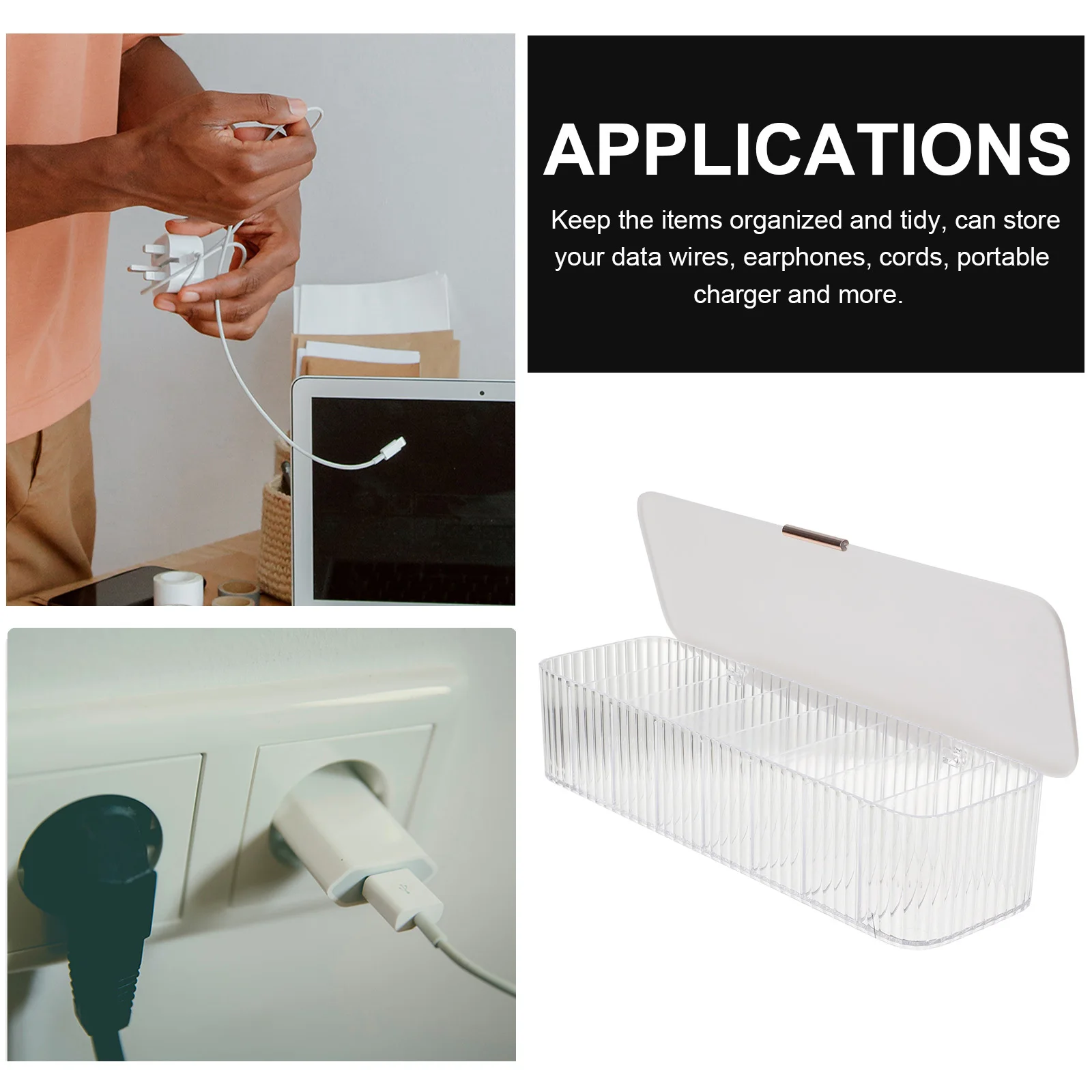 Kotak Penyimpanan Data Transparan Multi-Kompartemen Pengatur Kabel Tahan Debu Tahan Air Untuk Kabel USB Belajar