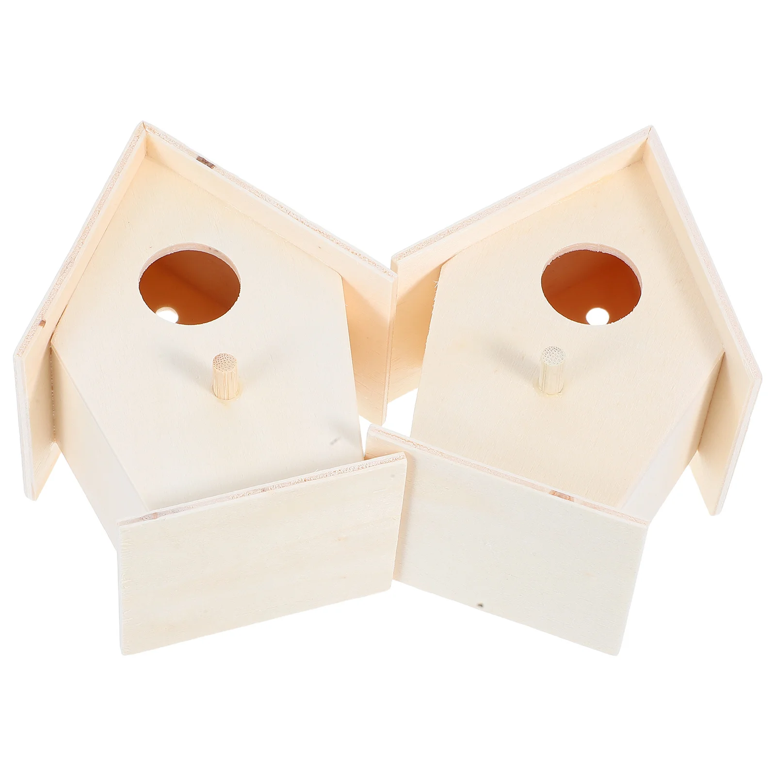 

2Pcs Wooden Birdhouse Kit Outdoor Hanging DIY Unpainted Small Wood Bird Feeder for Garden Decor Kids Crafts Mini Wood Bird House