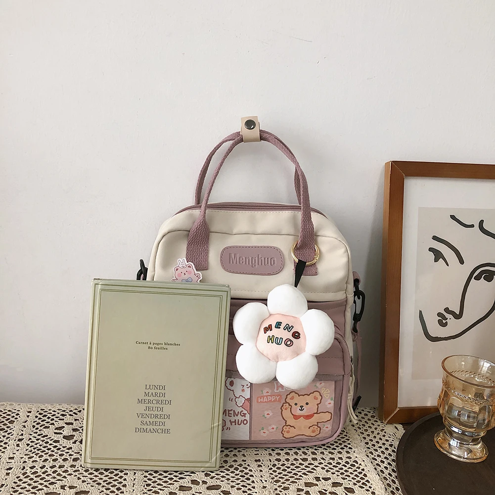 กระเป๋าเป้แฟชั่นลำลองสไตล์คาวาอี้ พร้อมเข็มกลัดและอุปกรณ์ตกแต่งน่ารัก สำหรับใส่แล็ปท็อป ขนาด 10.23x9.44x3.54 นิ้ว เหมาะสำหรับเป็นของขวัญสำหรับกิจกรรมกลางแจ้ง
