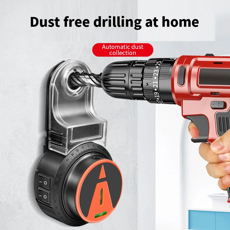 Electric Drilling Dust Collector 360° Laser Level 2 In 1 Wall Suction Vacuum Drill Dust Collector Dust Cleaning Tools Dropship