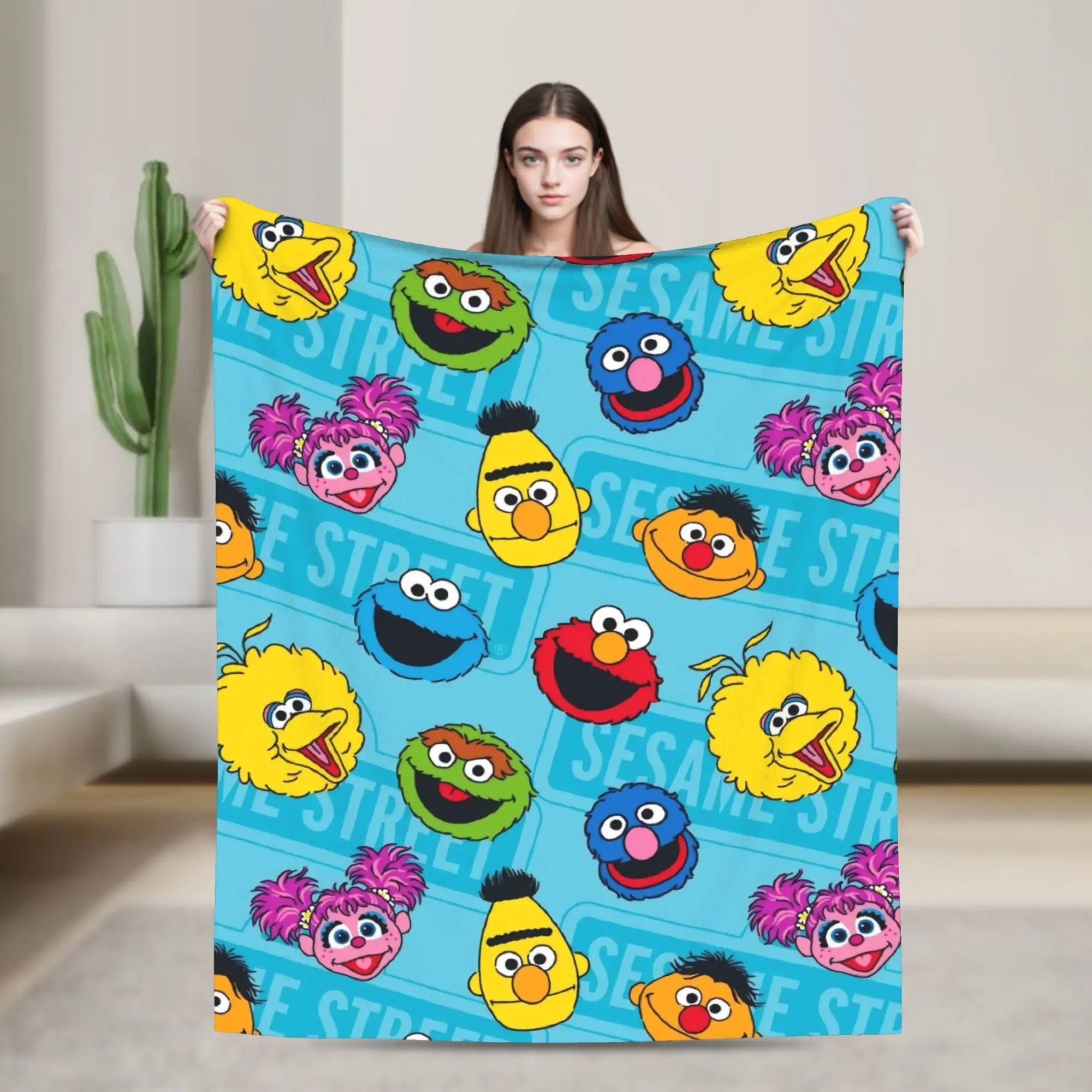 Sesames Streets Flannel Blankets Cookie Monster Customized Throw Blanket for Home 125*100cm Rug Piece,