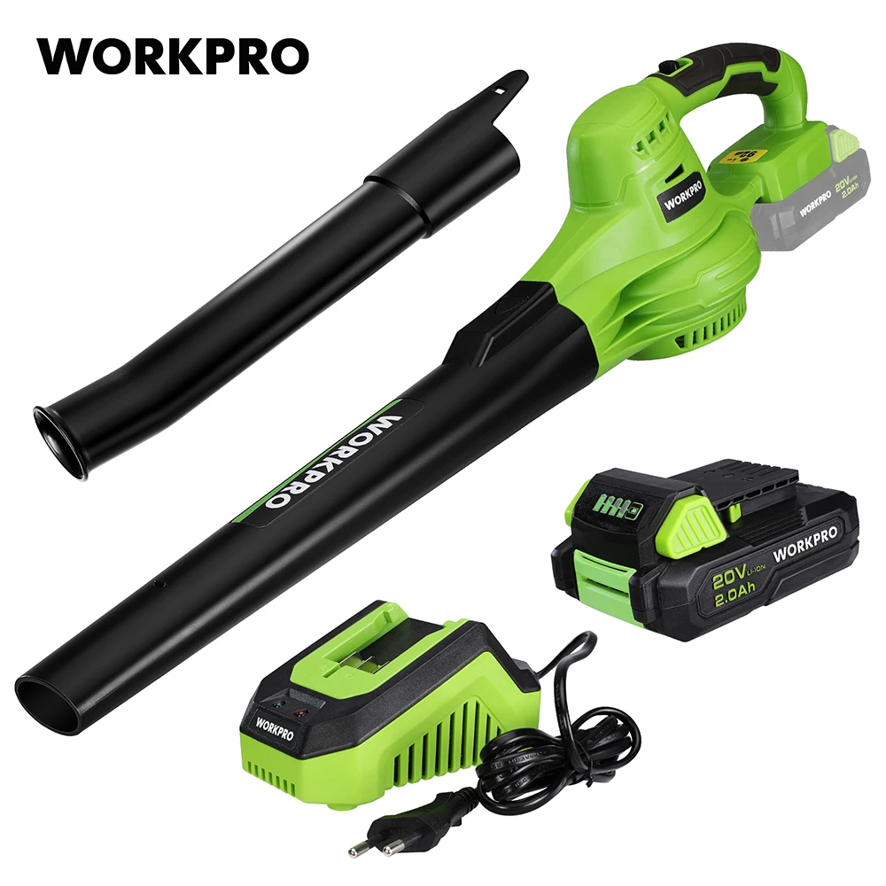 

WORKPRO 20V Cordless Leaf Blower Electric Air Blower Handheld Garden Leaf Snow Dust Collector Cleaner Power Tools 2.0Ah New