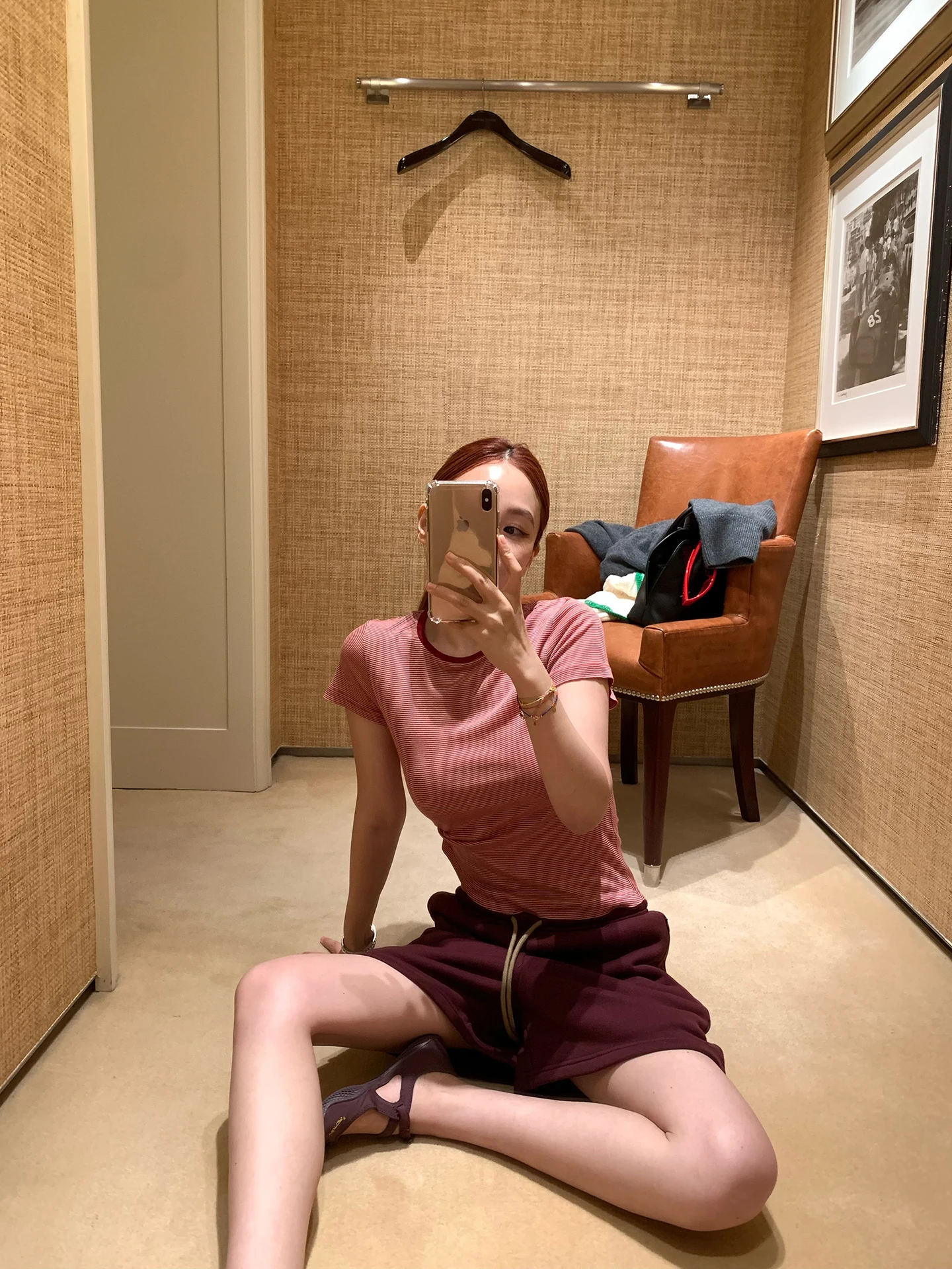 

Легкая дышащая футболка с коротким рукавом Slimming Magic Stripe для женщин, повседневный стиль, из смесовой ткани вискоза-шерсть