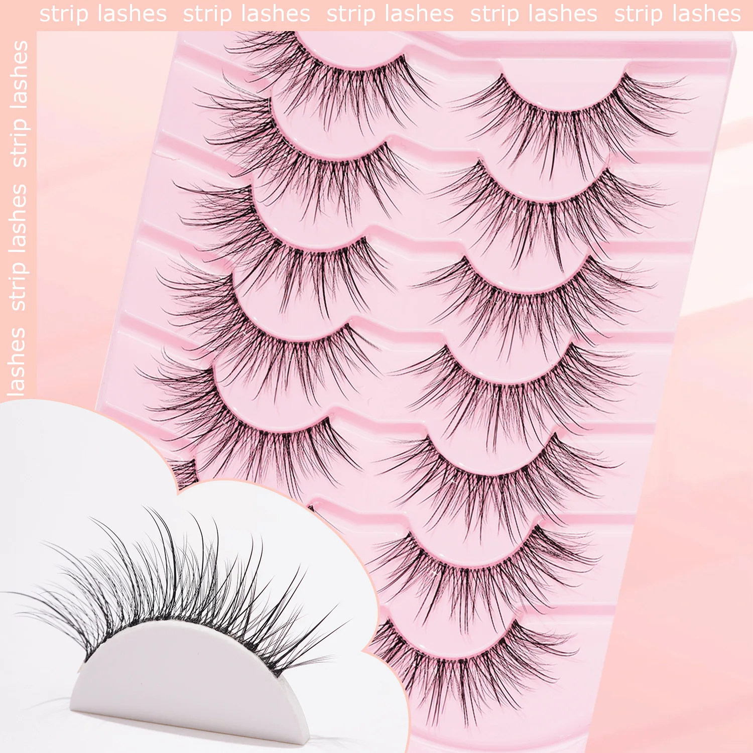 7 pairs of natural slender long transparent terrier tail cartoon false eyelashes cat eye girl group makeup eyelashes