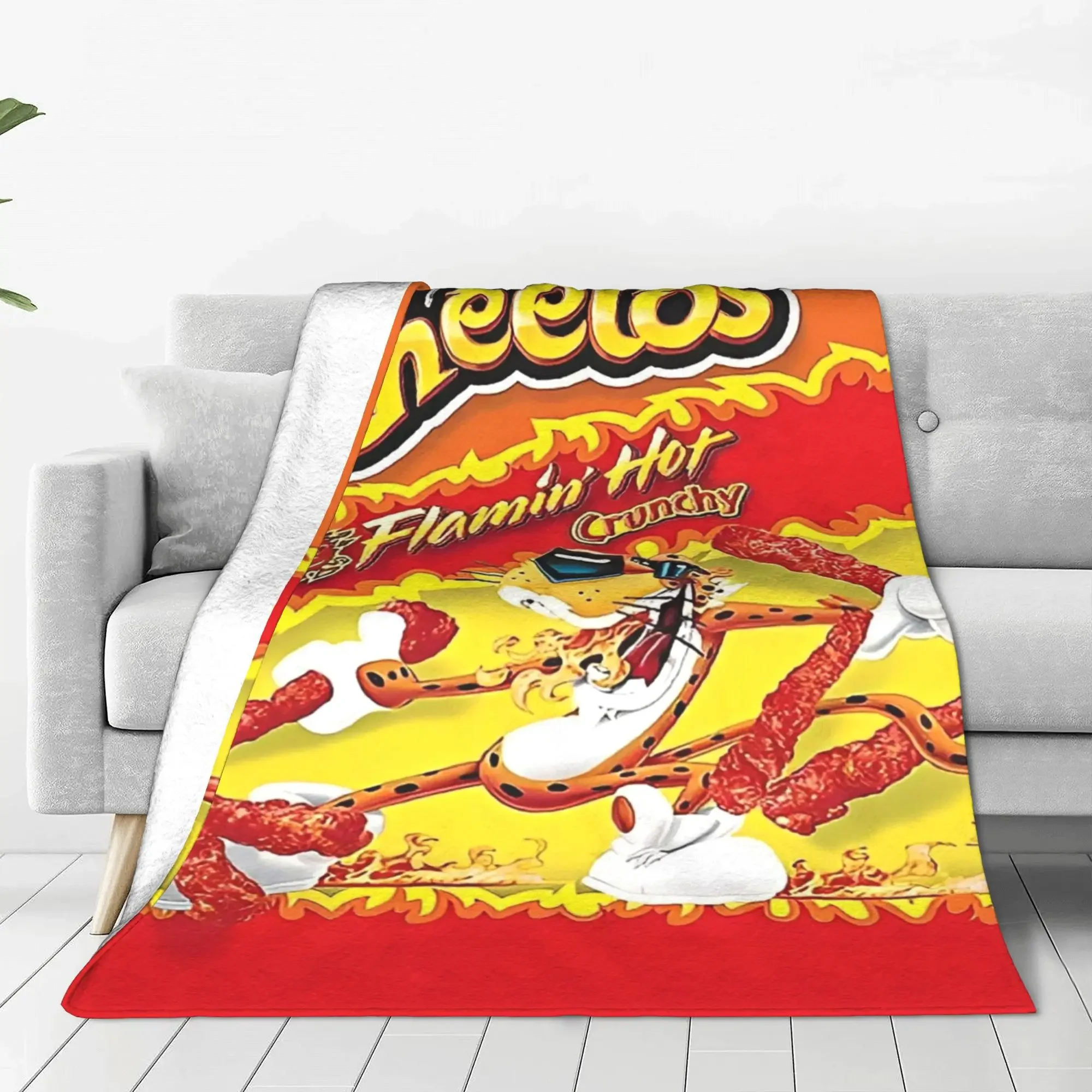Cheetos Snack-Mantas de punto de dibujos animados, mantas finas y ligeras de lana para coche, sofá, cama, alfombra