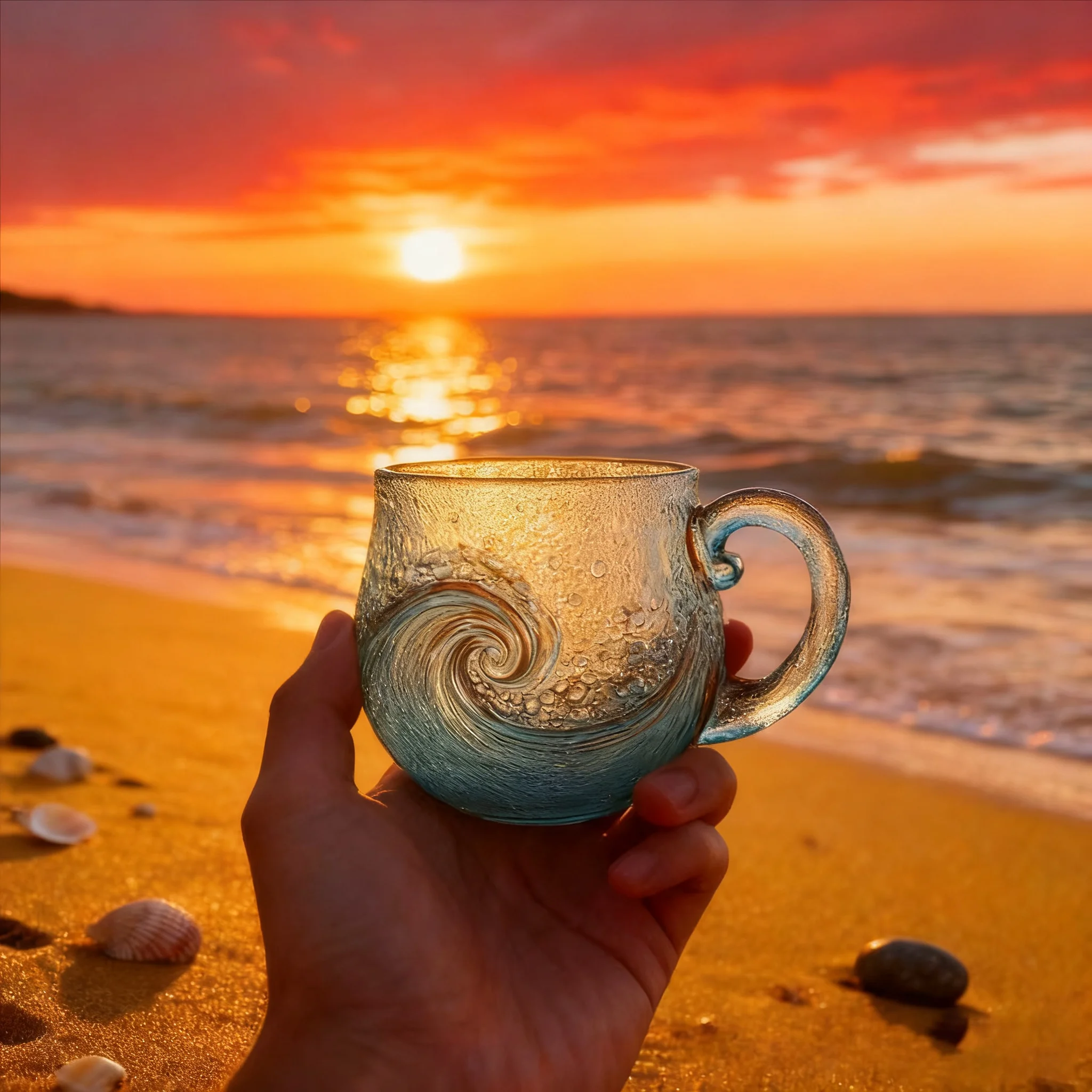 

Уникальная стеклянная кружка ручной работы с океанской волной, прозрачный винтажный стиль, для горячих и холодных напитков, кофейная чашка Artisan, подарок для домашнего декора,