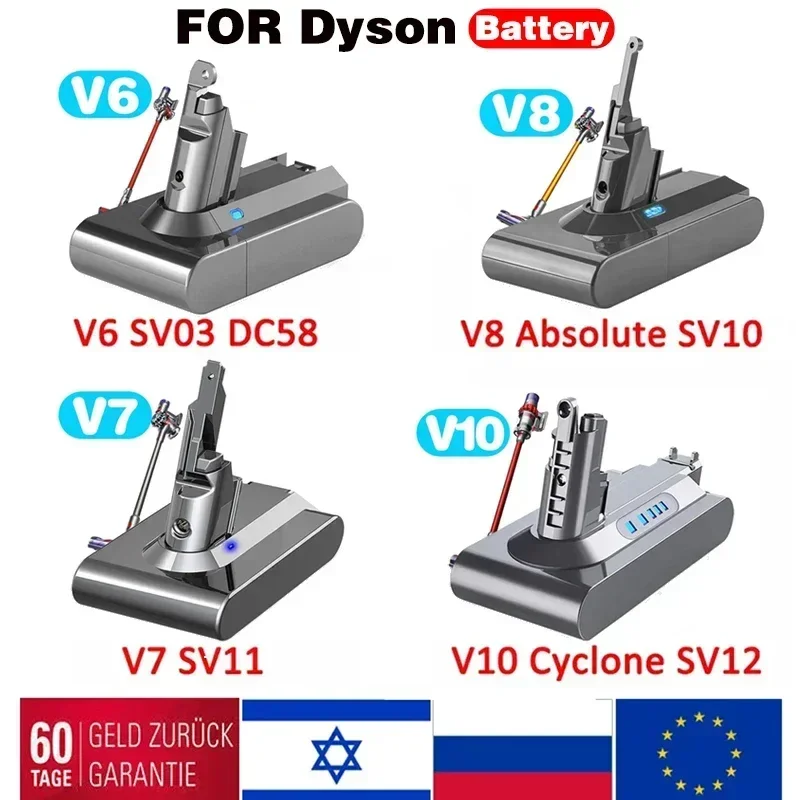 

Vacuum Cleaner Battery For Dyson V6 V7 V8 V10 V11 Replace Battery DC58 DC61 DC62 DC59 DC72 DC74 SV11 SV10 SV12 SV14 SV15