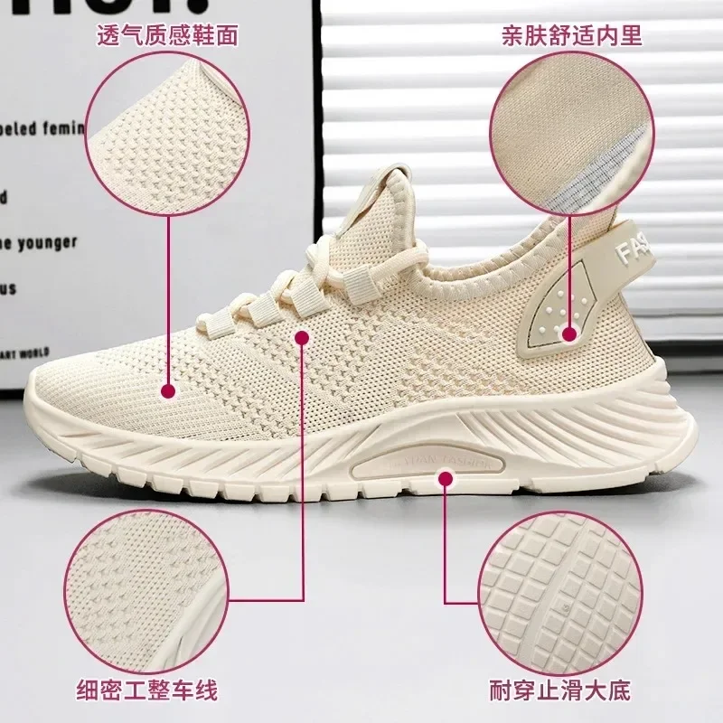 2025, Damenschuhe, Sommer-Damenschuhe, fliegende gewebte Freizeitschuhe, bequeme, atmungsaktive Damen-Turnschuhe