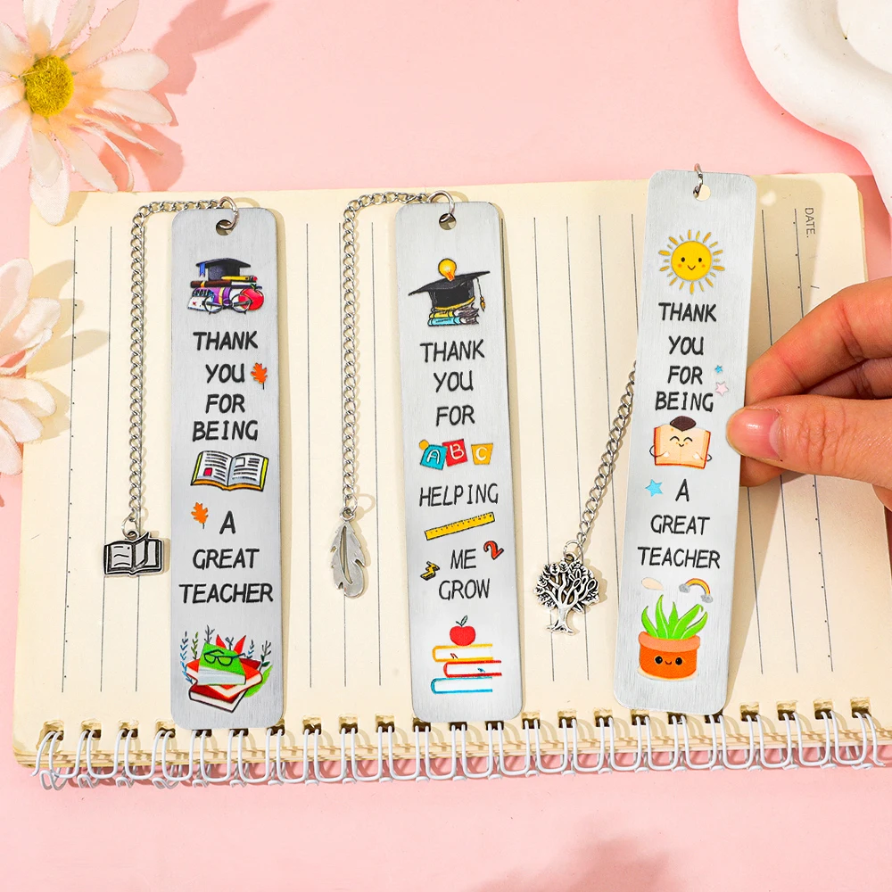 Lesezeichen für Lehrer/Eltern/Klassenkameraden/Älteste/Jüngste, Dankeschön-Geschenke für Lehrer, Metall-Lesezeichen mit Anhänger, Danke zum Geburtstag