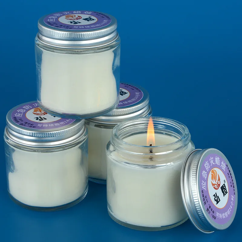 6x6.5cm Glass Jar Wax Emergency Disaster Prevention Safety Lighting Candle, Household Smokeless And Odorless Outdoor Candle