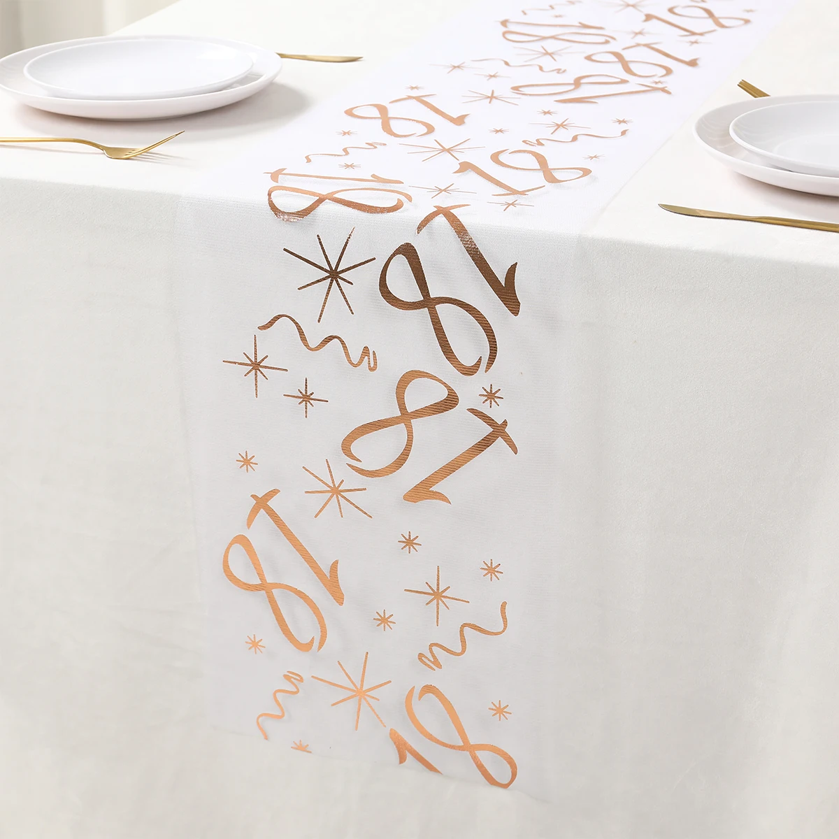 18 30 50 60 70th Birthday Table Runner Birthday Table Party Supplies Rose Gold Hot Stamping Mesh Table Runner Birthday Decor