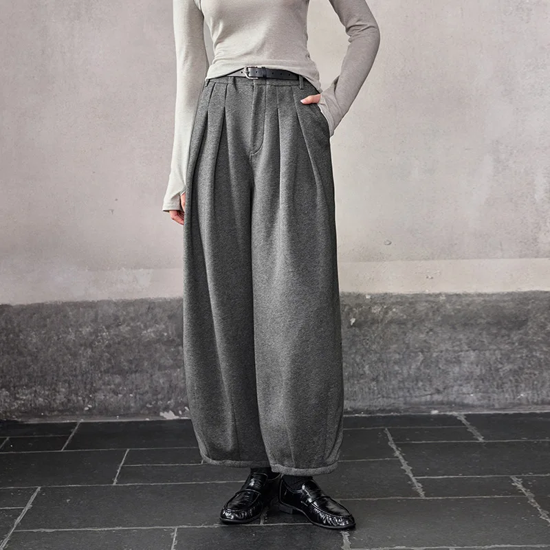 

Повседневные брюки женские осенне-зимние теплые фонарики с высокой талией эластичные широкие длинные брюки свободные шикарные уличные модные спортивные штаны