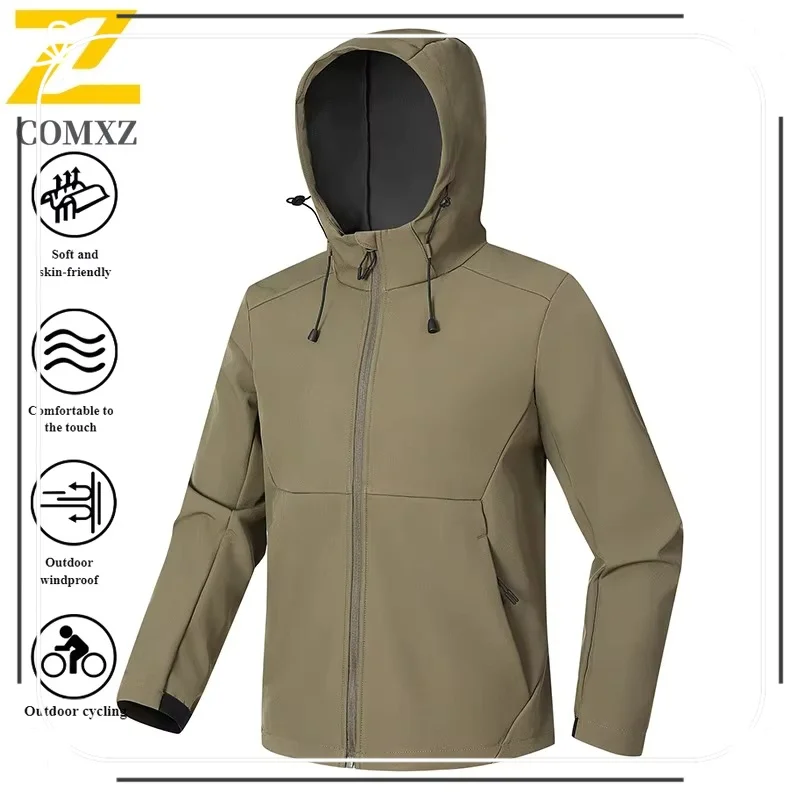 COMXZ cortavientos Mountain Tech Softshell impermeable con capucha abrigo al aire libre para senderismo Camping pesca Unisex urbano al aire libre 2025