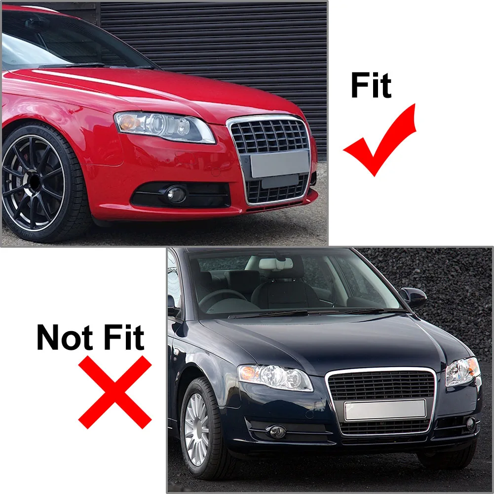 2Pcs Car Front Bumper Honeycomb Mesh Fog Light Grille Cover For Audi A4 B7 S-Line S4 2005 2006 2007 2008 Glossy Black