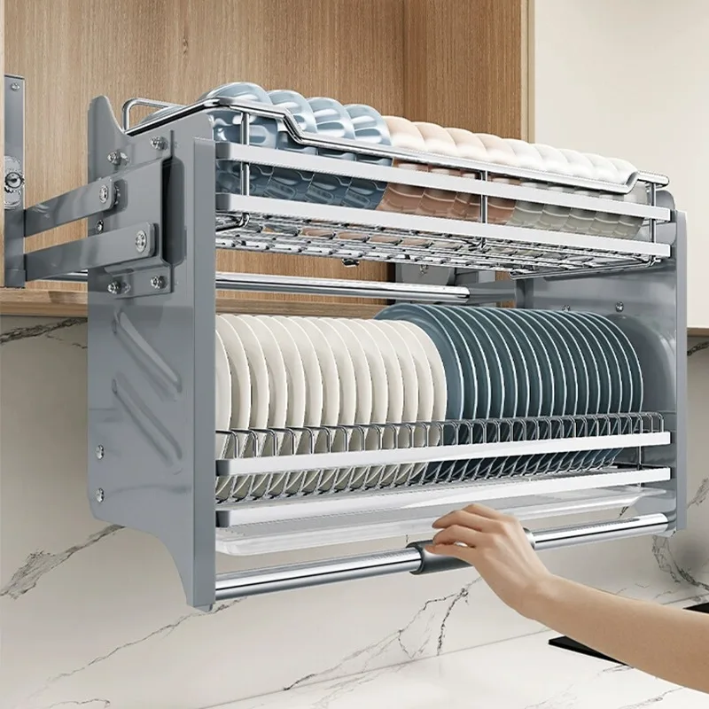 Drop Cabinet Pull Down Kitchen Shelves Hardware up Down Lift Basket Pull Down Plate Rack