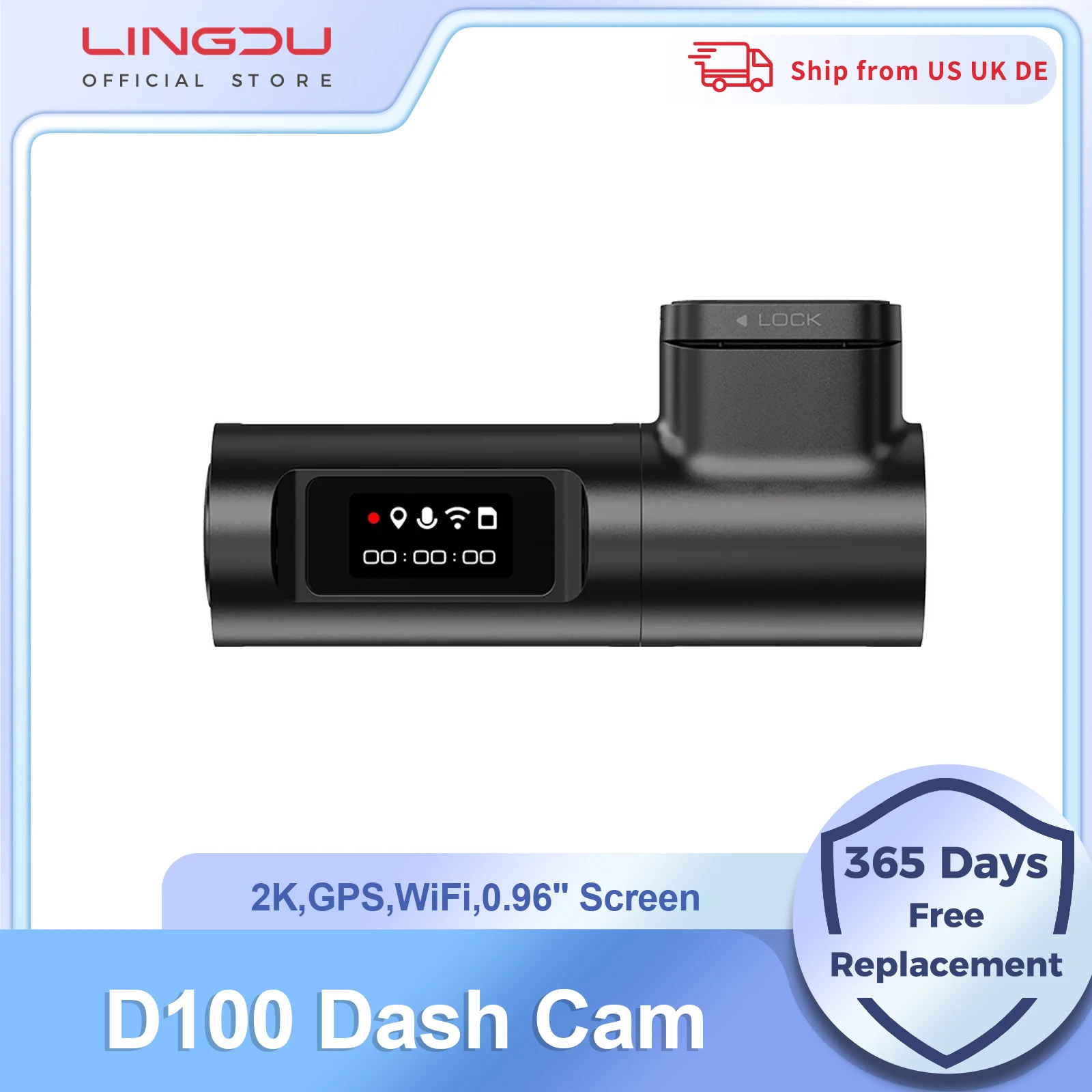 LINGDU D100 Dash Cam 2K 1440P Coche DVR WiFi GPS incorporado Control de voz 24H Monitor de estacionamiento Visión nocturna