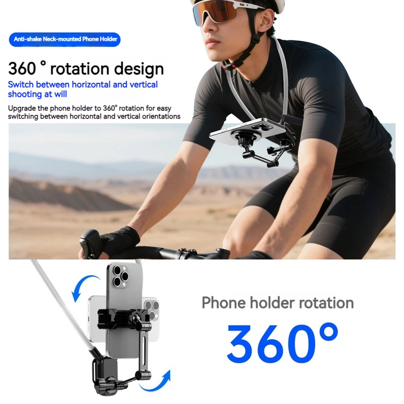 Универсальный держатель для камеры телефона с креплением на шею, магнит и зажим, совместимый с iPhone Samsung, вращение на 360°, громкая связь для видео в прямом эфире