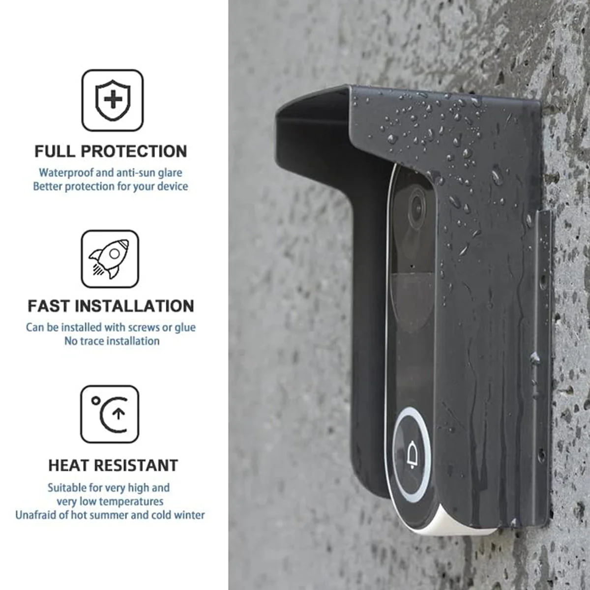 

DGO-nFor Ring Doorbell Cover Weatherproof-Anti-Glare Rain Steel Cover for Sun and Weather Protection