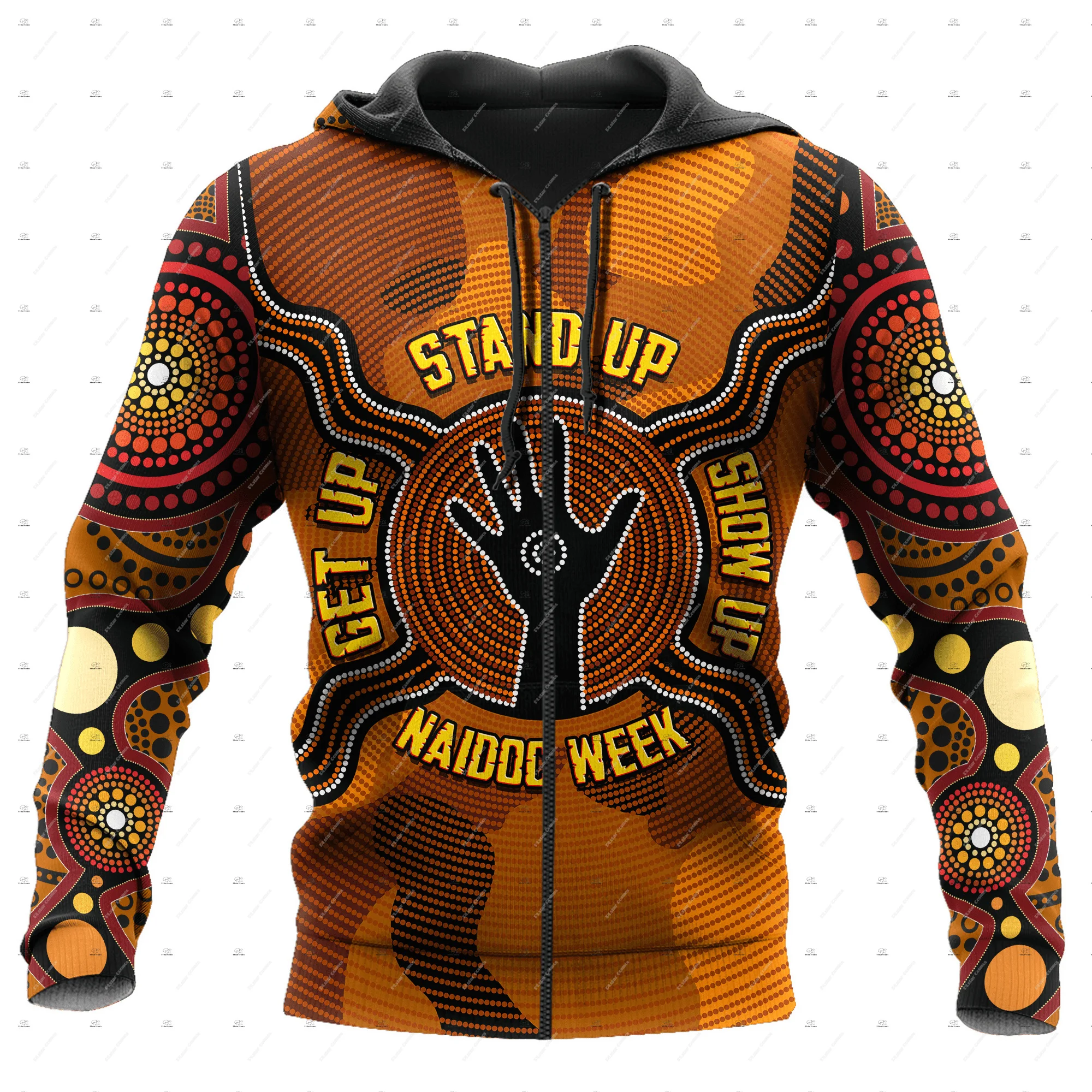 Custom Name Australia kangaroo Aborigine Retro Indigenous Tattoo Vintage 3DPrint Pullover Harajuku Casual Hoodies Zip Jacket Q12