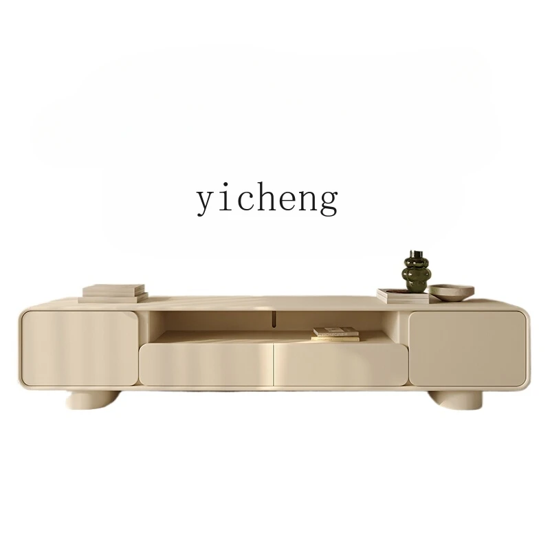 

Tqh Cream Style Modern Simple and Light Luxury Floor Cabinet Tea Table Combination Silent Style TV Cabinet