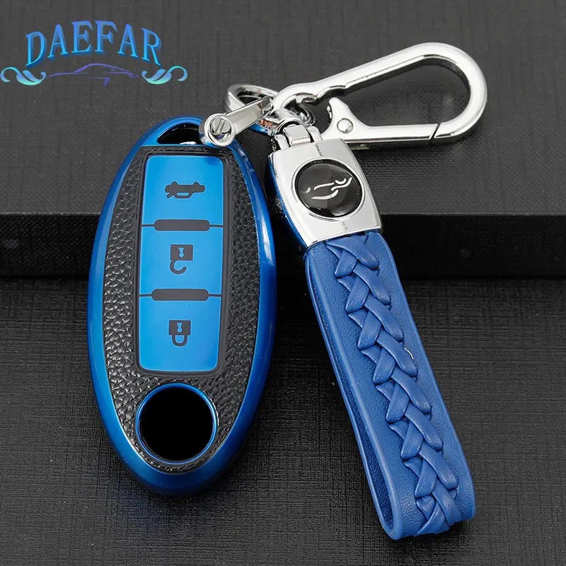 3/4Button Car Key Cover Case Keychain for Nissan Infiniti Juke Leaf Micra K12 Note Patrol Qashqai J11J10 Tiida Versa X-trail T32