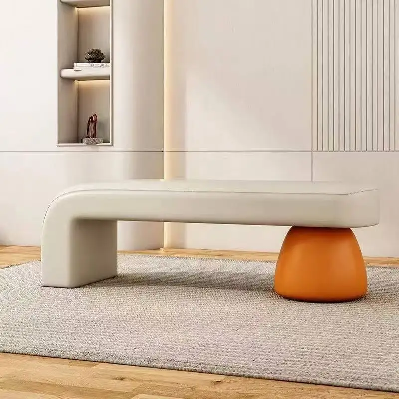 European-Style Light Luxury Wood Low Bench Commercial Furniture Shoe Changing Stool for Home Bedroom Bed End Living Room