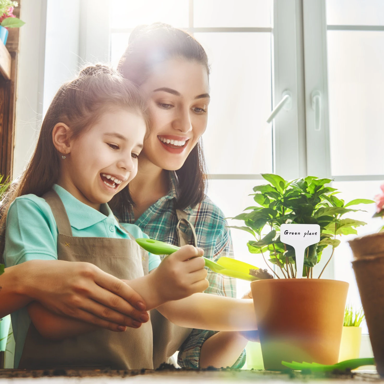 100 قطعة من بطاقات البستنة المُدرجة لعلامات النباتات، علامات الزهور، نباتات بيضاء على شكل حرف T
