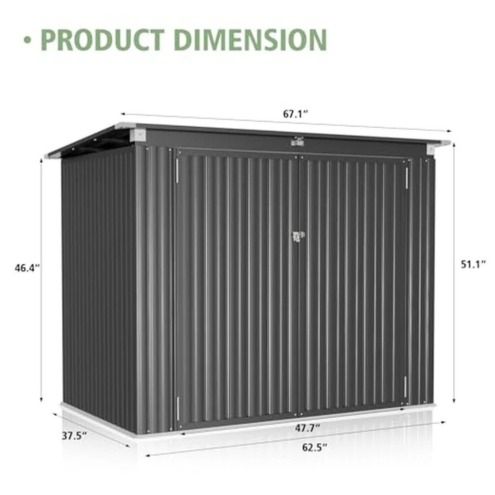 5.7 Ft. W X 3 Ft. D Galvanized Steel Horizontal Garbage Shed