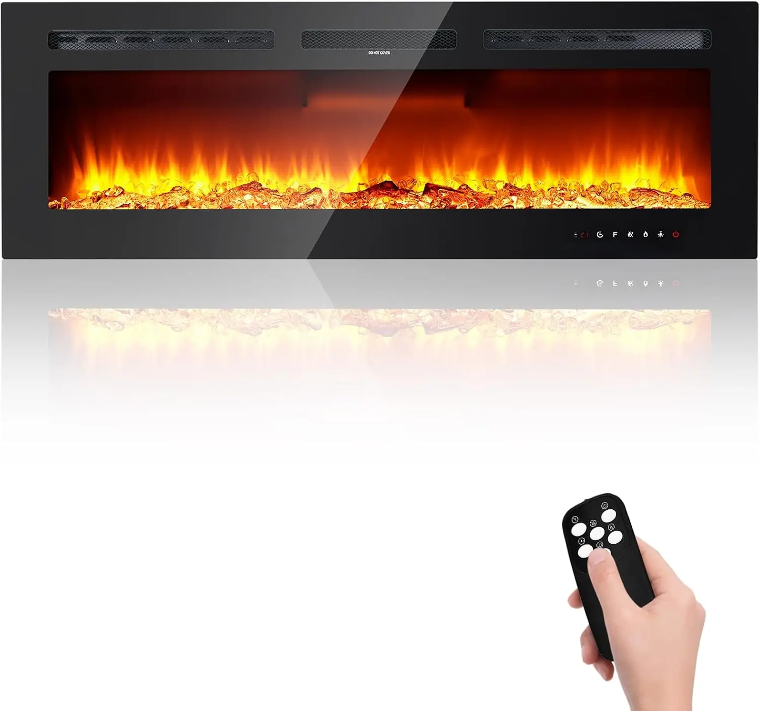 30 Inch Wall Mounted Electric Fireplace, Recessed Fireplace Heater, Electric Fireplace Insert with Remote 750/1500W
