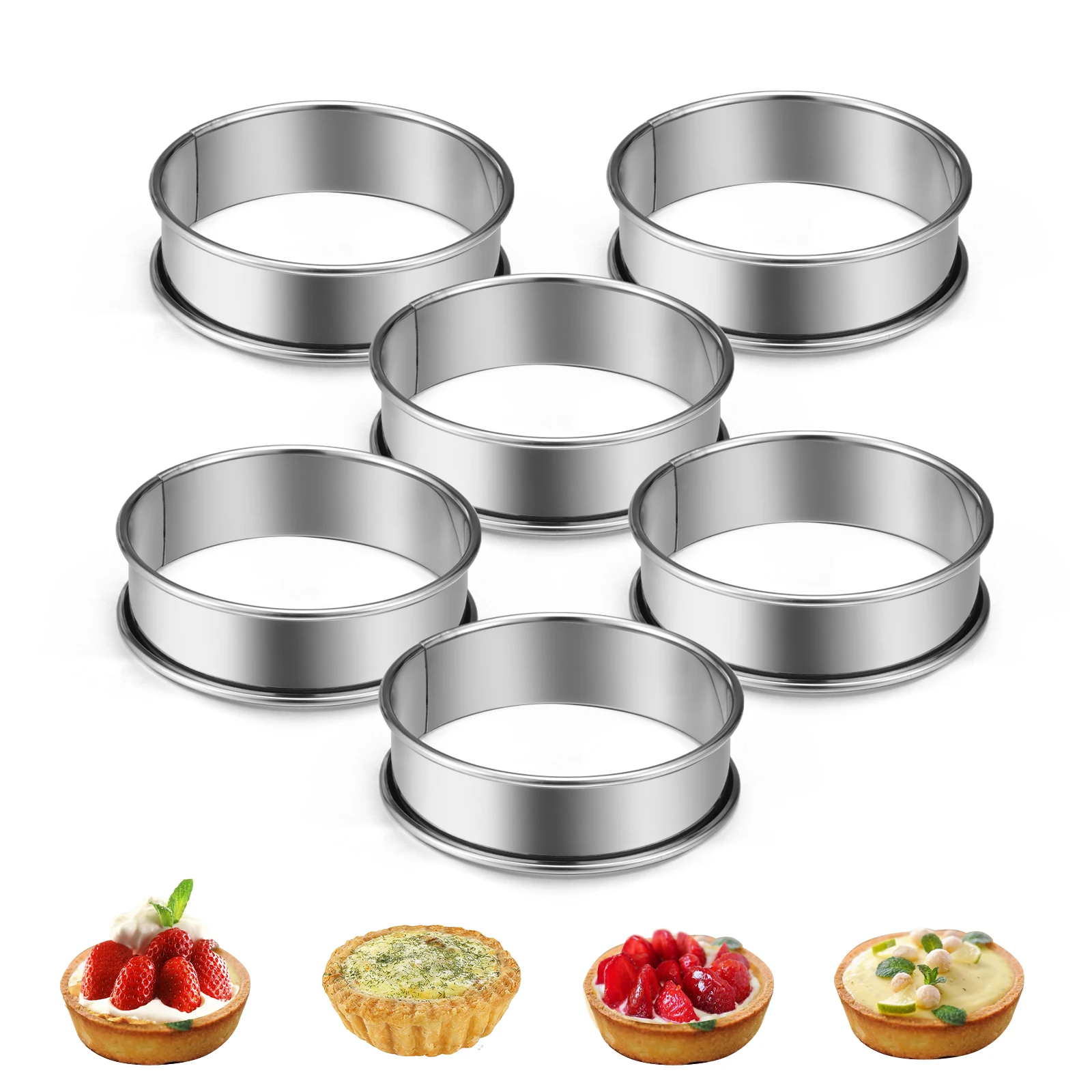 16PCS 10CM Perforated Cake Mold Cutter Round Shape Mousse Circle Ring DIY Silicone Tartlet Mold