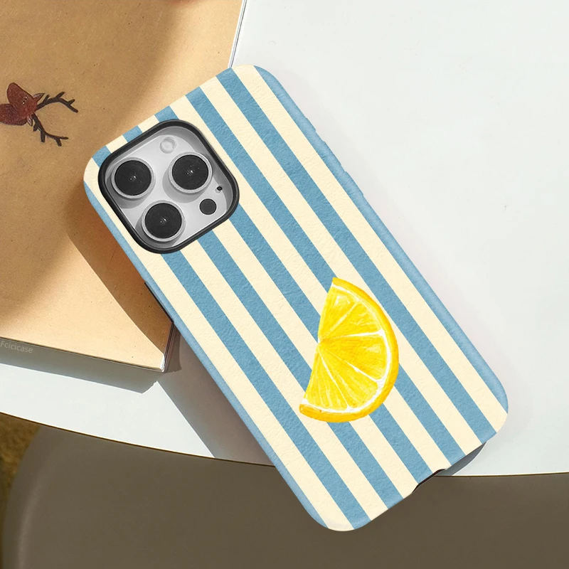 Fcicicase Luxury For Magsafe Phone Case For iPhone 17 Air 16 Pro Max 15 14 13 12 Plus 11 Lemon Pattern Wireless Charger Cover view 6